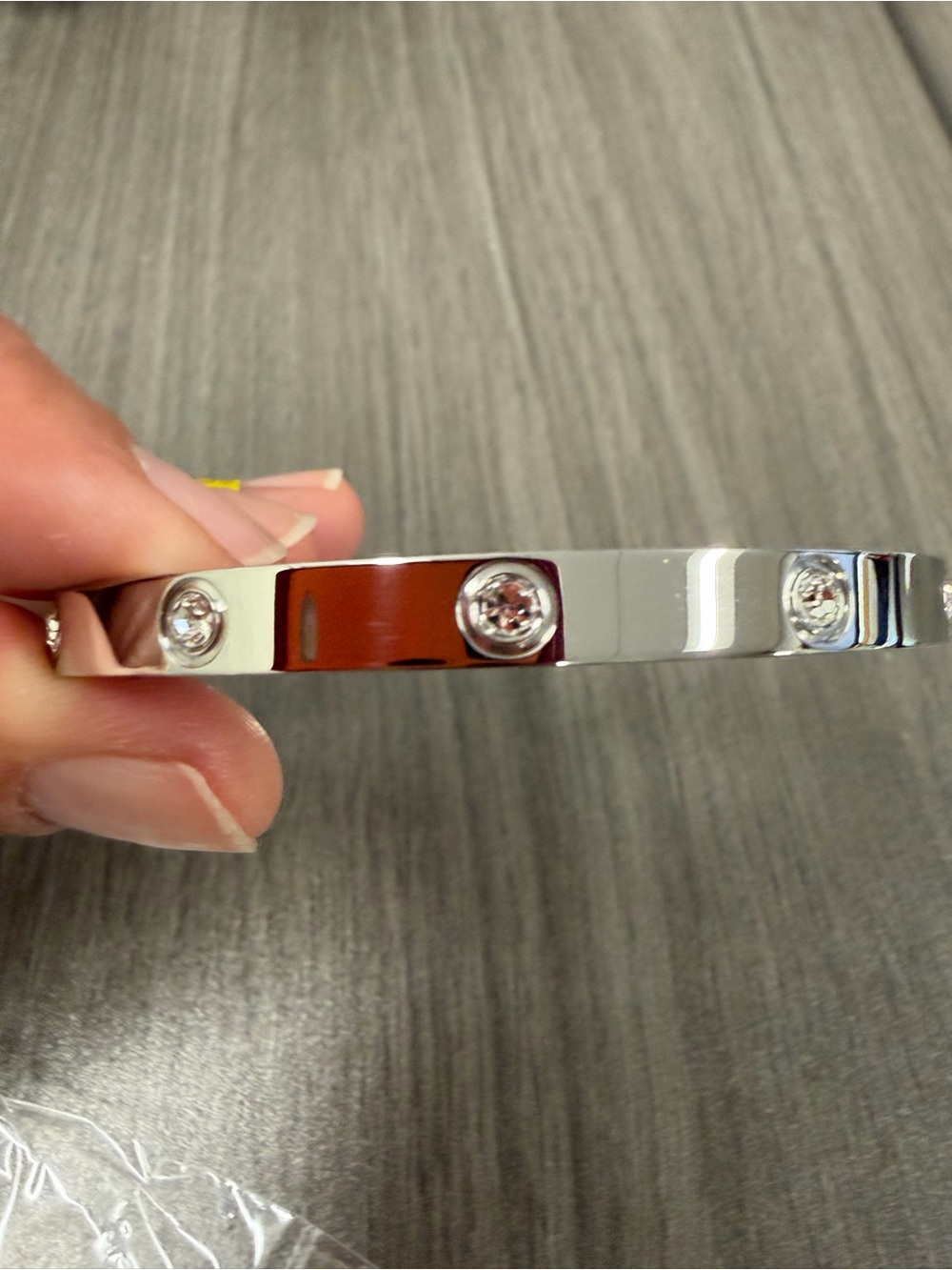 Silver Crystal Accent Women’s Bangle Bracelet